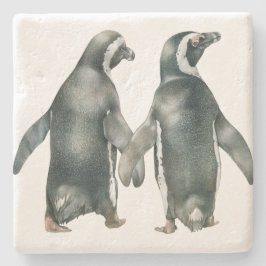 Afrikaanse Penguin Pair Stenen Onderzetter
