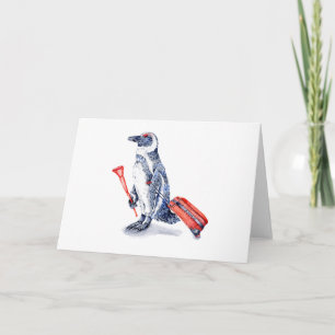 Afrikaanse Pinguïn met een Koffer Feestdagen Kaart