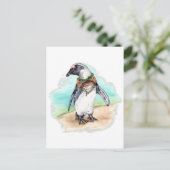 Afrikaanse Pinguïn op een strand Briefkaart (Staand voorkant)