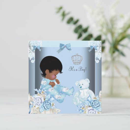 Afrikaanse Prins Baby shower Boy 2 Kaart (Staand voorkant)