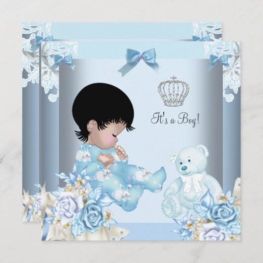 Afrikaanse  Prins Baby shower Boy Kaart (Voorkant / Achterkant)