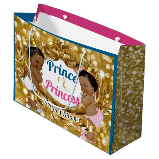 Afrikaanse prins of prinses Gender Rekalft Gift Ba Groot Cadeauzakje (Voorkant Gekanteld)