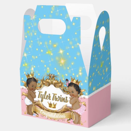 Afrikaanse Prins of Prinses met Gouden Sparkles Bedankdoosjes (Geopend)