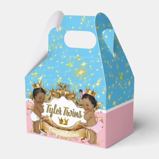 Afrikaanse Prins of Prinses met Gouden Sparkles Bedankdoosjes (Voorkant Zijde)