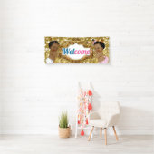 Afrikaanse prins|Princess Pink|Blue Glitter Welcom Spandoek (Insitu)