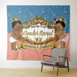 Afrikaanse Prins/Prinses Roze/Blauw/Goud Glitter  Wandkleed
