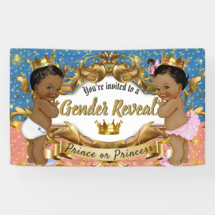 Afrikaanse prins Prinses roze en blauw Gender Rev Spandoek