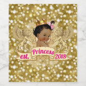 Afrikaanse Prinses Roze en Gouden Glitter Wijn Lab Wijn Etiket (Enkel label)