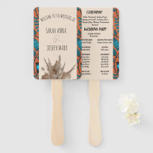 AFRIKAANSE PRINT BRUILOFT PROGRAMMA HAND FAN