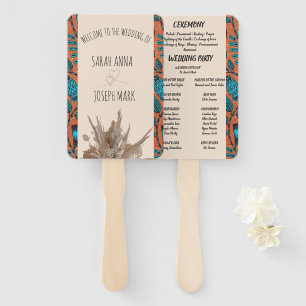 AFRIKAANSE PRINT BRUILOFT PROGRAMMA HAND FAN HANDWAAIER