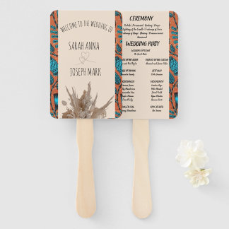 AFRIKAANSE PRINT BRUILOFT PROGRAMMA HAND FAN HANDWAAIER