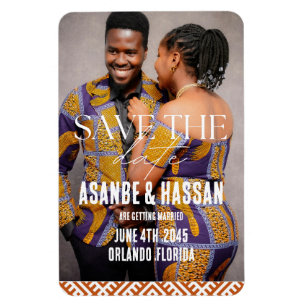 Afrikaanse print met foto trouwdag save the date magneet