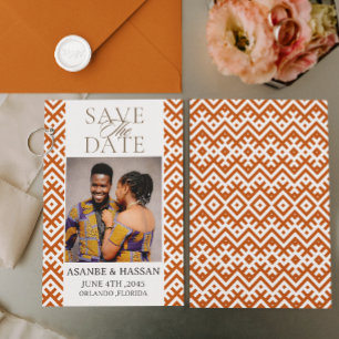 Afrikaanse print met foto trouwkaart Save The Date