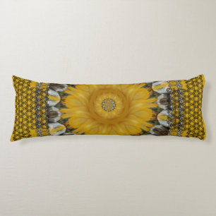 Afrikaanse print zonnebloem gouden ontwerp lichaamskussen