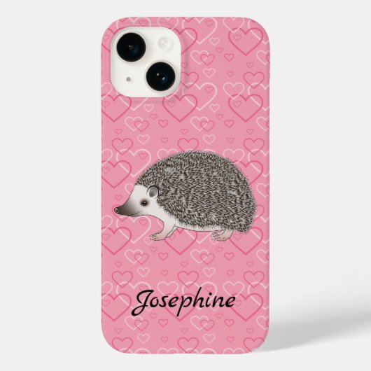 Afrikaanse Pygmy hedgel op roze hartpatroon Case-Mate iPhone Case (Achterkant)