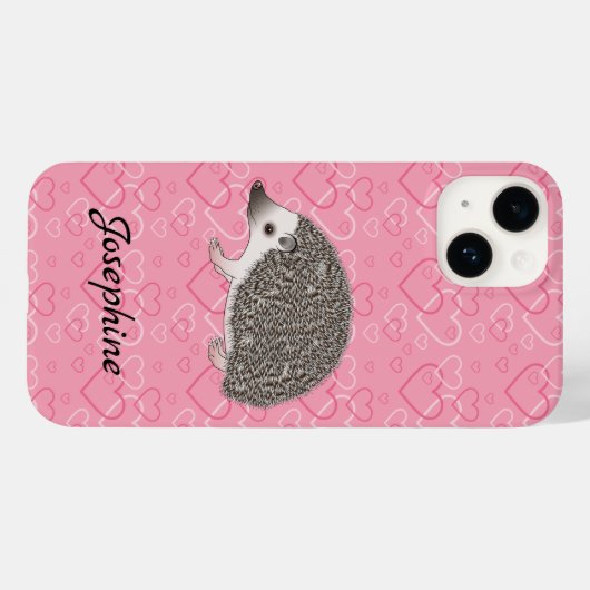 Afrikaanse Pygmy hedgel op roze hartpatroon Case-Mate iPhone Case (Achterkant (horizontaal))