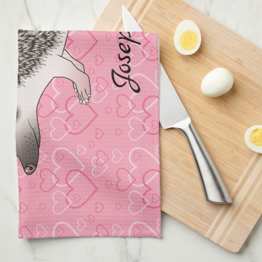 Afrikaanse Pygmy hedgel op roze hartpatroon Theedoek (Quarter Fold)