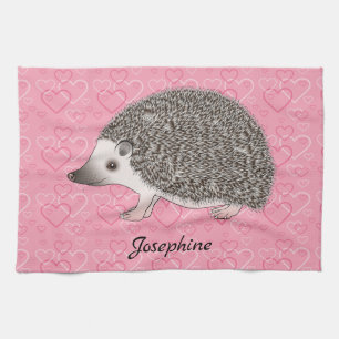 Afrikaanse Pygmy hedgel op roze hartpatroon Theedoek