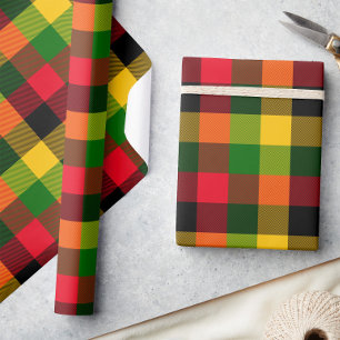 Afrikaanse Rasta Reggae Kleuren Geruite Patroon On Cadeaupapier