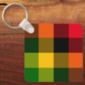 Afrikaanse Rasta Reggae Kleuren Schotse Ruit Patro Sleutelhanger (Voorkant)
