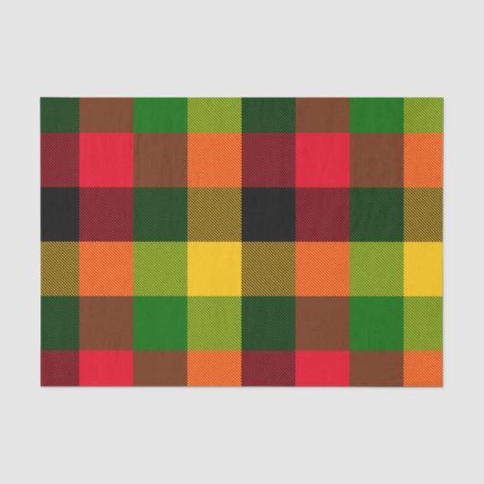 Afrikaanse Rasta Reggae Kleuren Schotse Ruit Patro Tissuepapier (Voorkant)