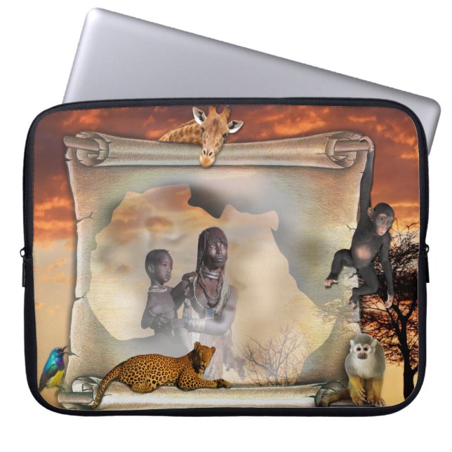 Afrikaanse reizen laptop sleeve (Voorkant)