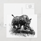 Afrikaanse Rhino Briefkaart (Voorkant / Achterkant)