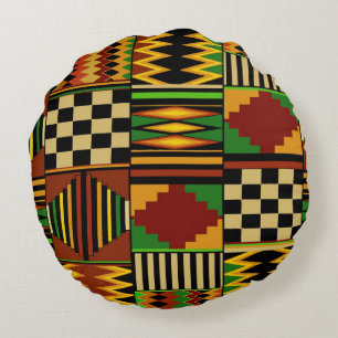 Afrikaanse Royal Kente Cloth Design Rond Kussen