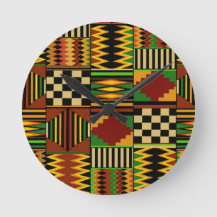 Afrikaanse Royal Kente Cloth Design Ronde Klok