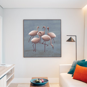 Afrikaanse roze flamingo's uit de Serengeti Canvas Afdruk