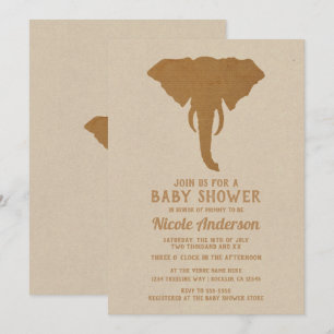 Afrikaanse Safari Bruine Olifant Vintage Baby Borr Kaart