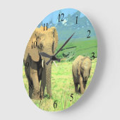 Afrikaanse Safari Elephants Grote klok (Hoek)