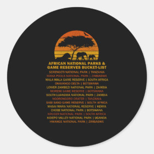Afrikaanse Safari Emmerlijst Zonsondergang Leeuw O Ronde Sticker