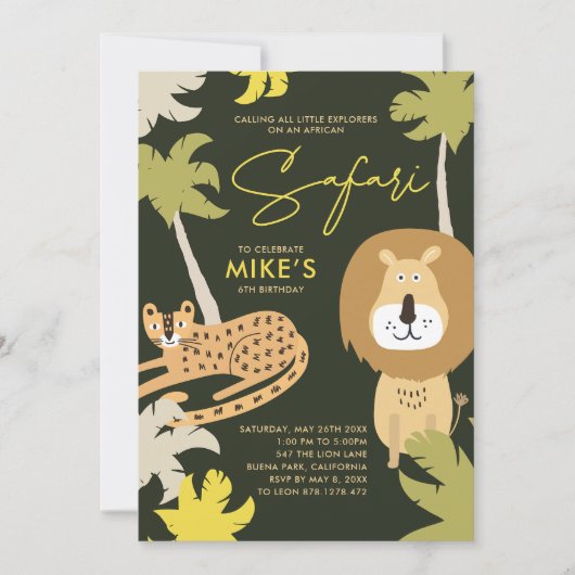 Afrikaanse Safari Feestje Kaart (Voorkant)