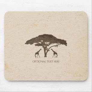 Afrikaanse Safari-giraffen & Boom Vintage Computer Muismat