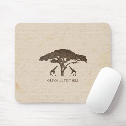 Afrikaanse Safari-Giraffes en computer met bomen Muismat (Met muis)