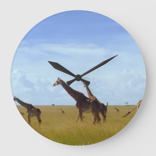 Afrikaanse Safari Giraffes Grote Klok (Voorkant)