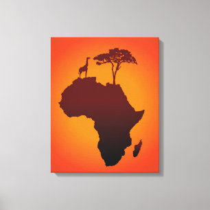 Afrikaanse Safari Kaart - Canvas
