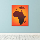 Afrikaanse Safari Kaart - Canvas Afdruk (Insitu (Houten vloer))
