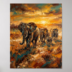Afrikaanse Safari Poster Luxe Abstracte Olie Schil