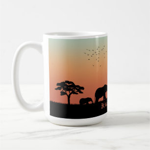 Afrikaanse Safari Sunset Olifant Silhouet Koffiemok