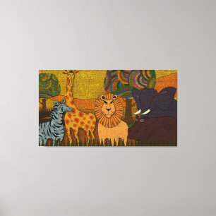 Afrikaanse Safari Wilde Dieren Textured Nursery Canvas Afdruk