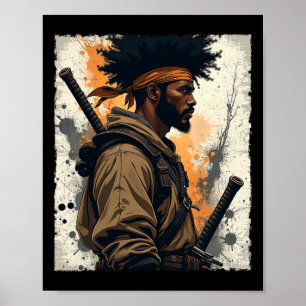 Afrikaanse Samurai Afro-Amerikaanse Bushido Krijge Poster