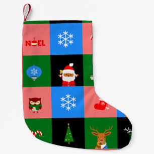 afrikaanse santa claus colorblock stocker kleine kerstsok