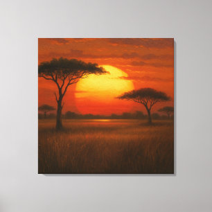 Afrikaanse Savannah - Schilderstijl Canvas Afdruk