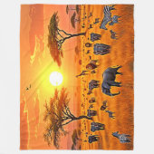 Afrikaanse Savanne Sunset Art Fleece Deken (Voorkant)