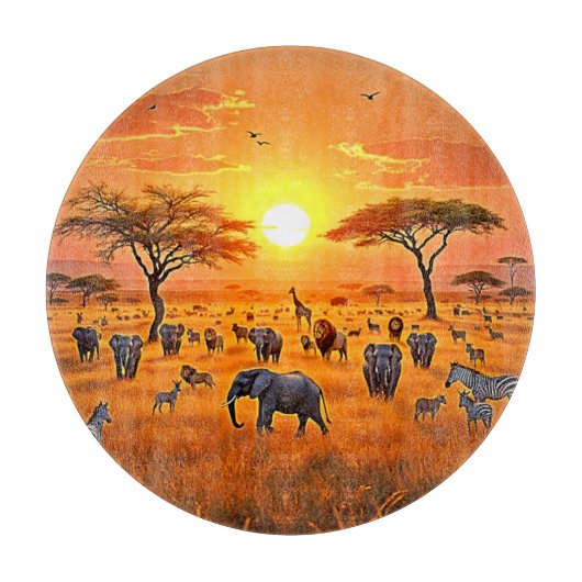 Afrikaanse Savanne Sunset Art Snijplank (Voorkant)