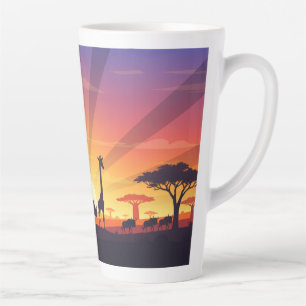 Afrikaanse Savanne Wilde Dieren Zonsondergang Schi Latte Mok