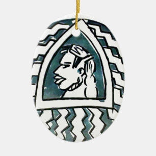 Afrikaanse schoonheid Bongo Masai Portret Tribal A Keramisch Ornament