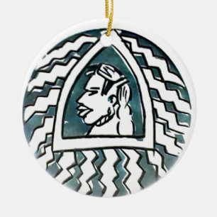 Afrikaanse schoonheid Bongo Masai Portret Tribal A Keramisch Ornament